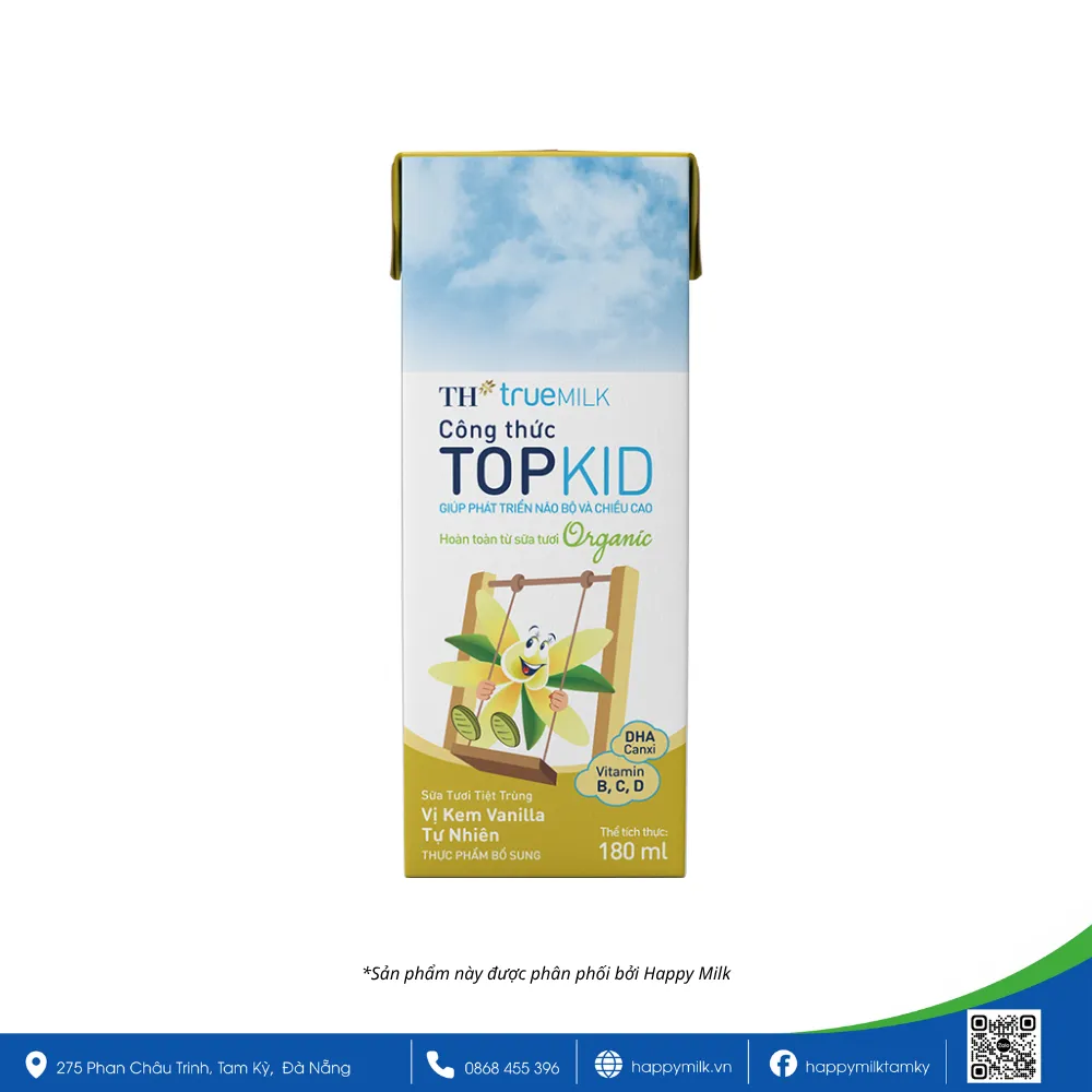 TOPKID VANILLA ORGANIC FRESH MILK 180ML